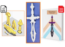 Load image into Gallery viewer, Crystal Sword Prop STL + Paint and Assembly Instructions PDF Guide