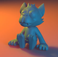 Load image into Gallery viewer, Baby werwolf with orange backdrop and blue coloration.